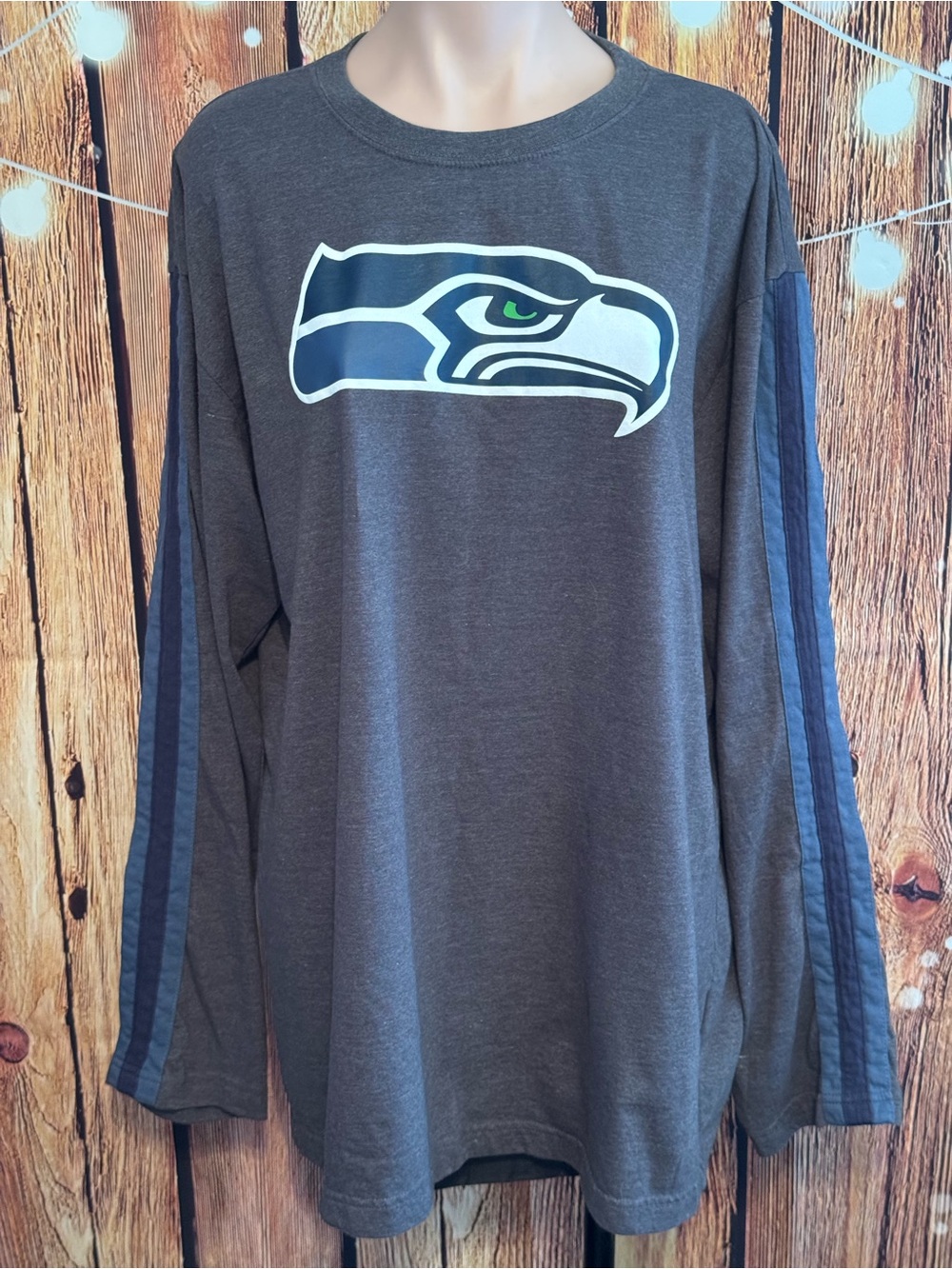 Seattle Seahawks Striped Long Sleeve Tee with Team Logo